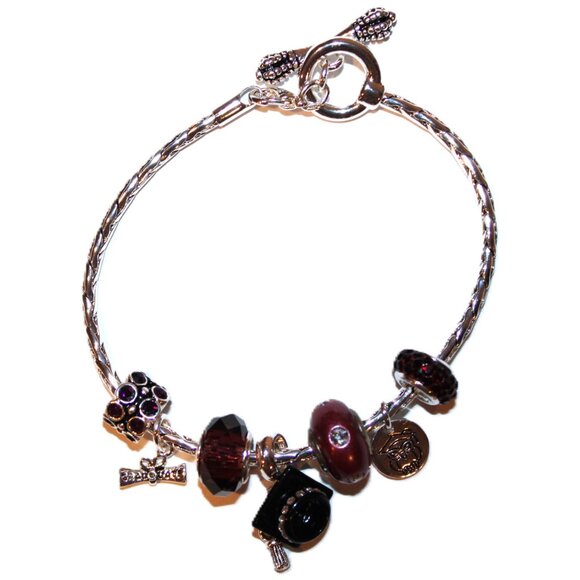 DaVinci Charm Bracelet 8.5" 7 Beads -  Graduation Diploma Grad - New w/o Tags - Picture 1 of 4